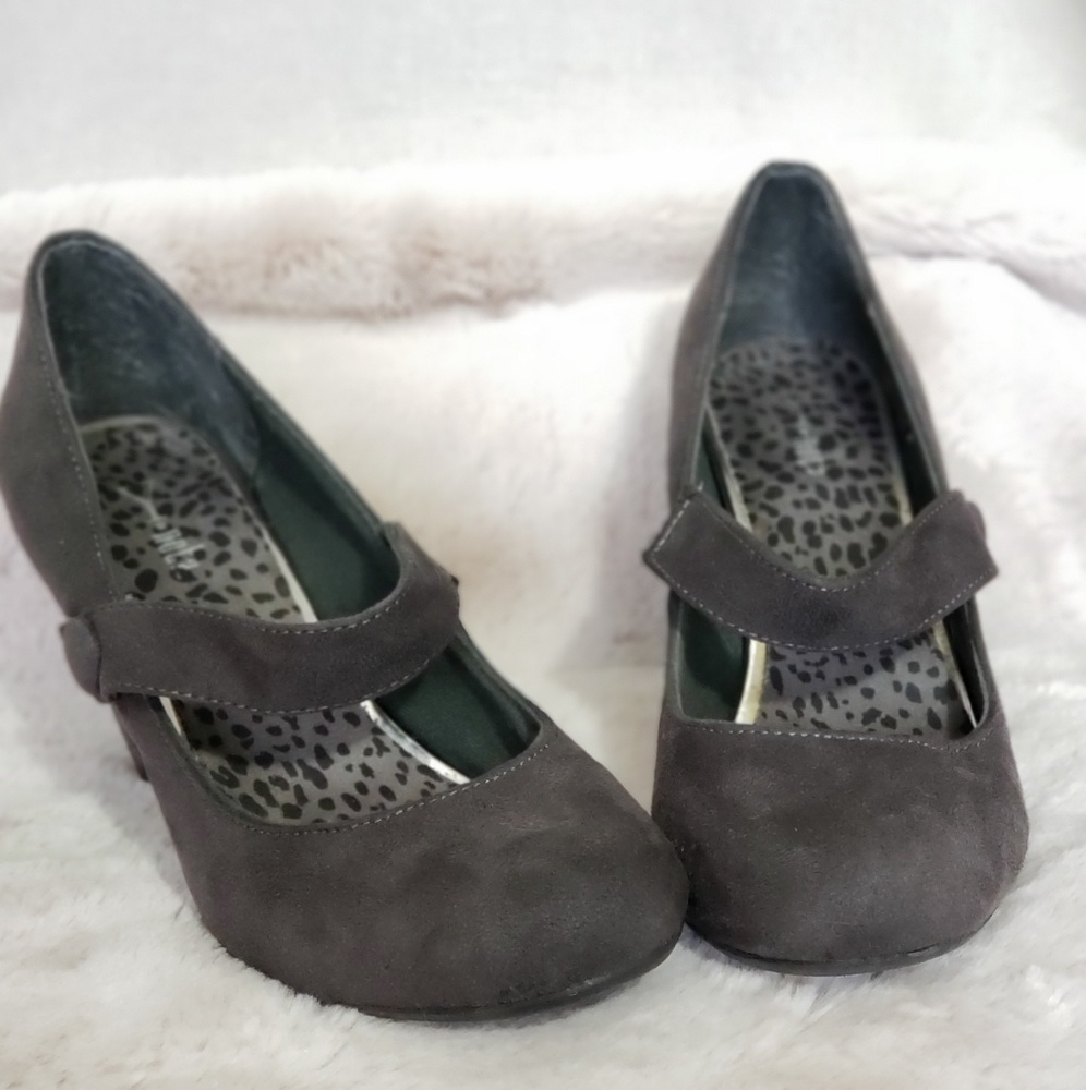 Gray Mary Jane Heels